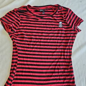 Sourpuss Red and Black Striped Tee